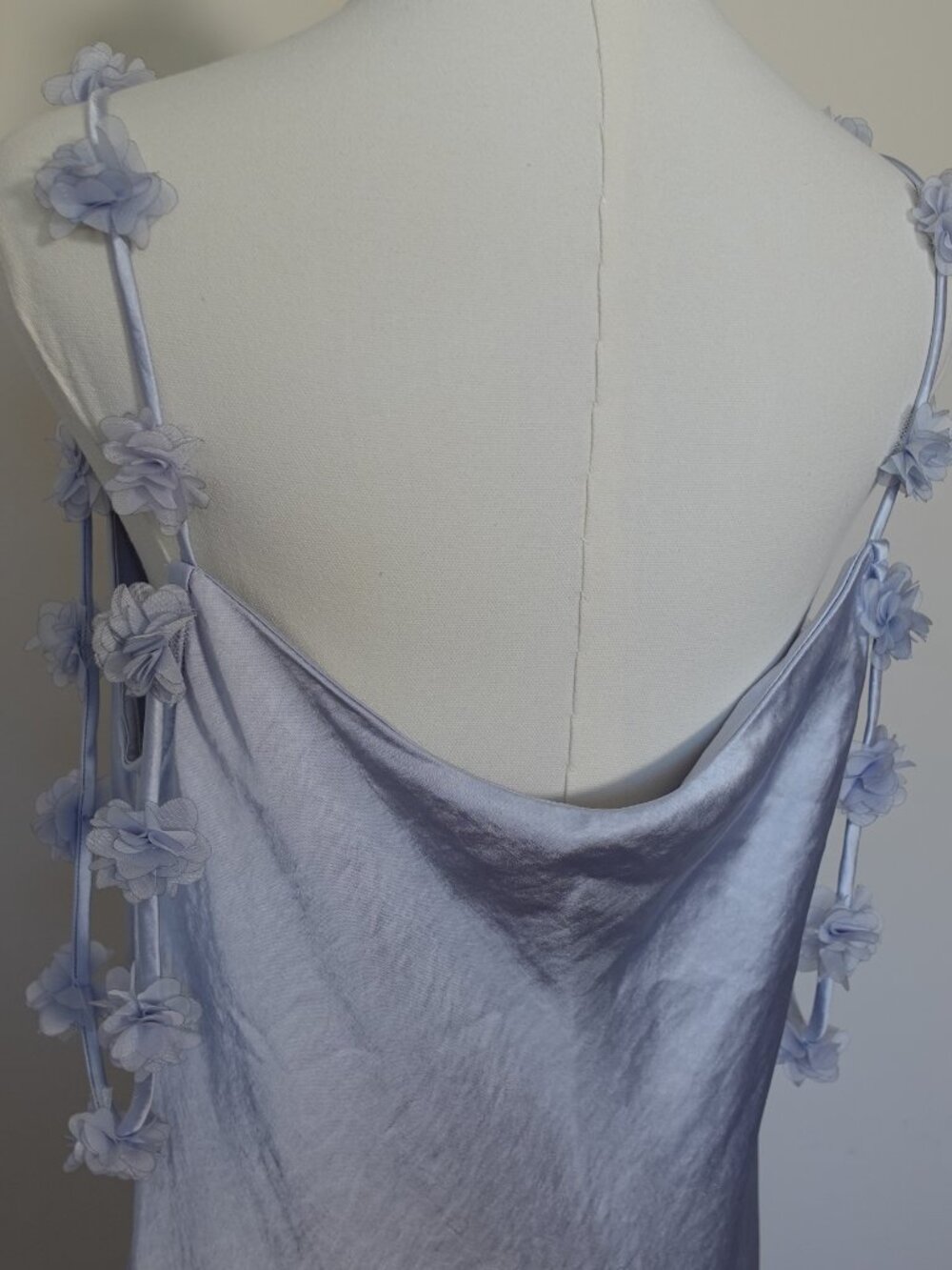NWT Caroline Constas Satin Maxi Dress Pale Blue Size L - Picture 7 of 8